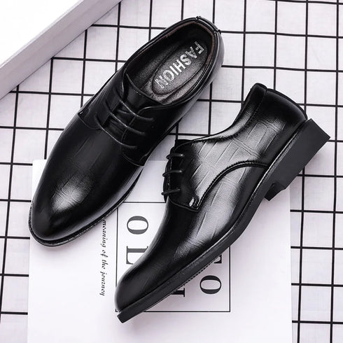 Luxury Pointed Toe Men's Leather Dress Shoes for Formal & Casual Occasions